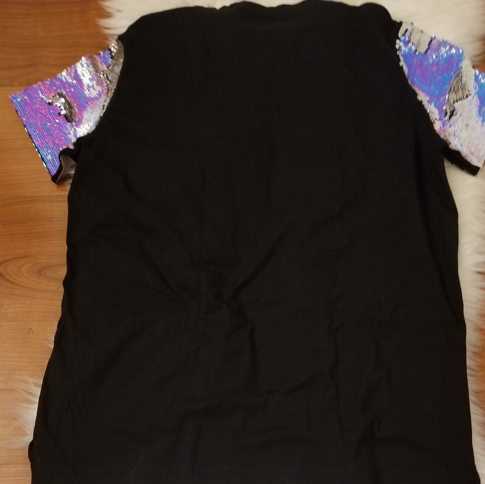 NWT VS Pink short sleeve sequined large Top